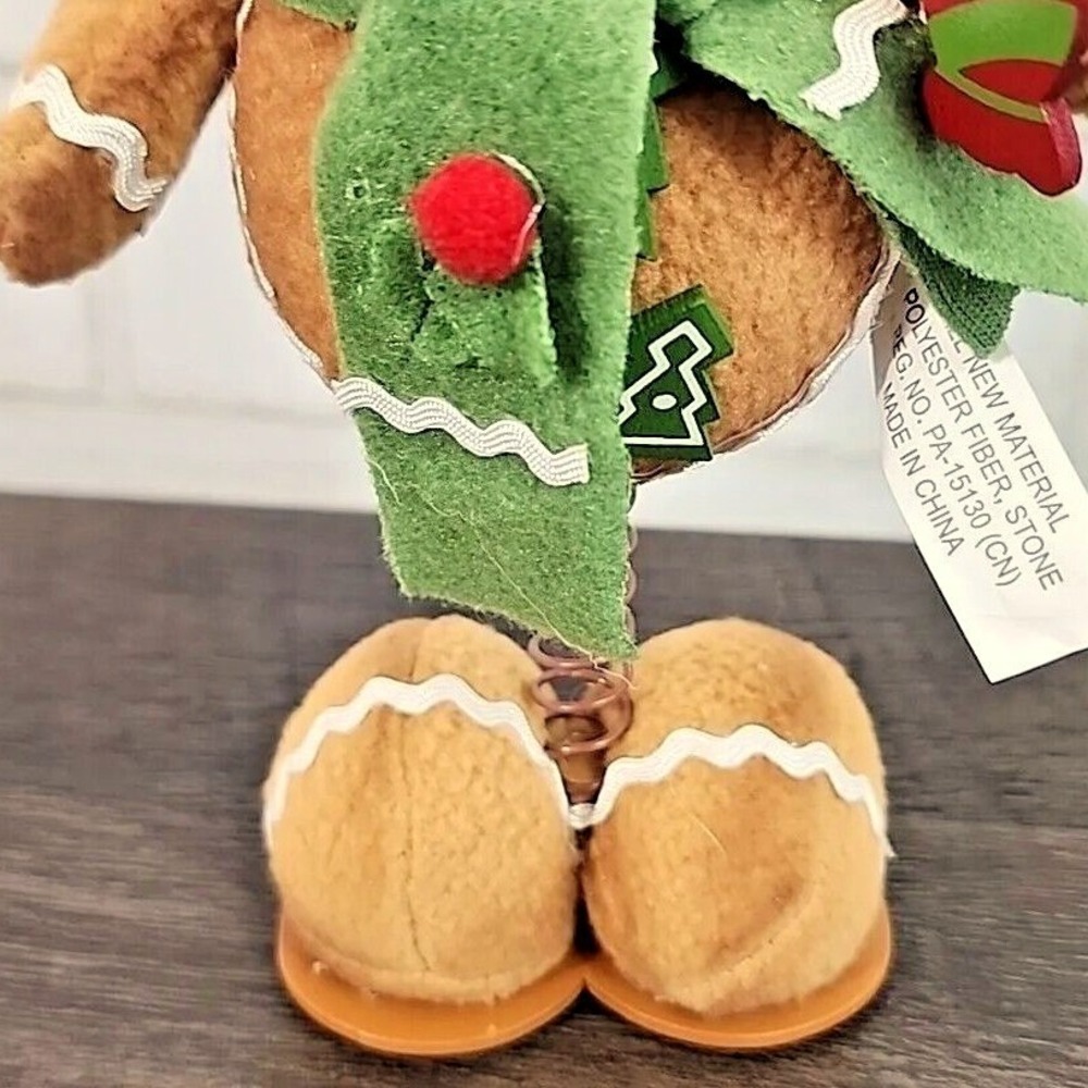 Gingerbread Man Plush Shelf Sitter Wiggler Christmas Tabletop Home Decor 9" NEW - Picture 7 of 8